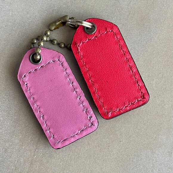 Set of 2 Coach Purse Tag Keychains, Pink & Red - Picture 3 of 4